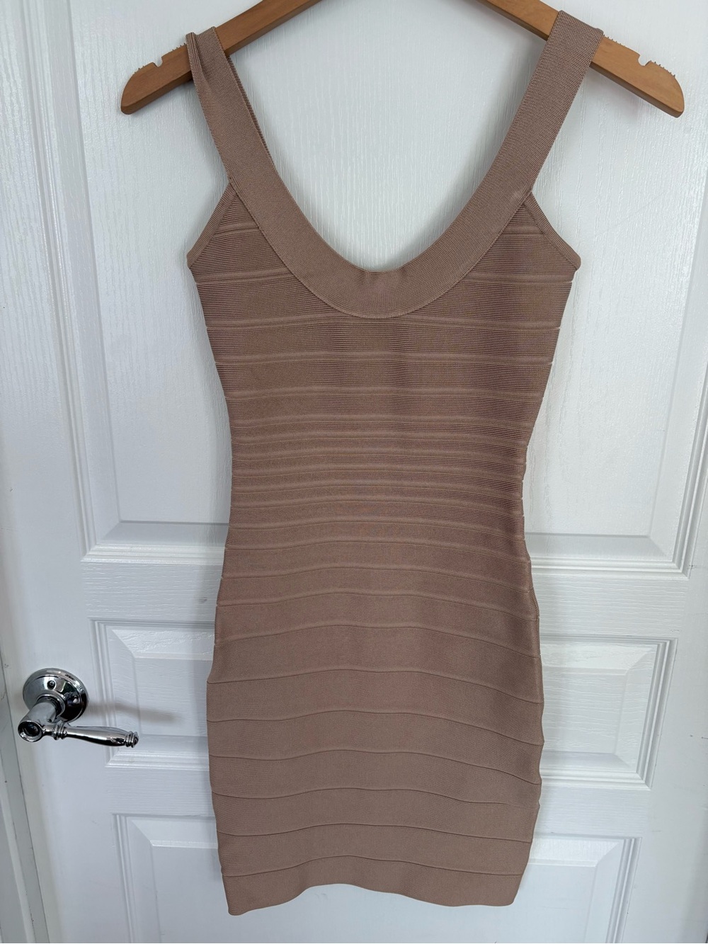 Herve Leger Tan Bandage Mini Dress